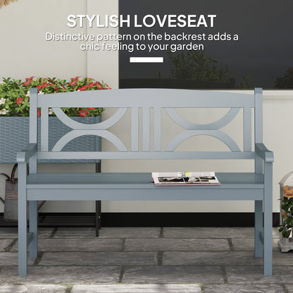Outsunny 2-Seater Wooden Garden Bench Outdoor Patio Loveseat for Porch, Grey 