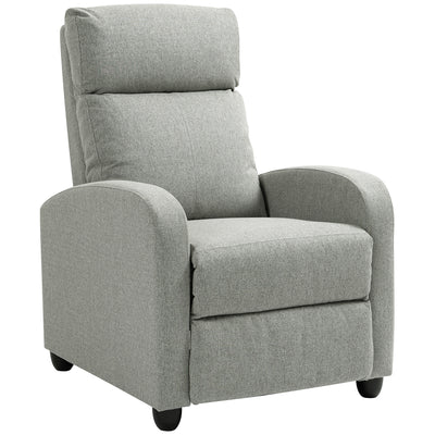 HOMCOM 135\'c2\'b0 Push Back Recliner Armchair, with Footrest - Grey 