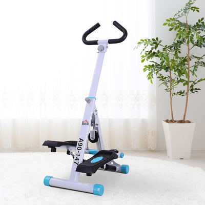 HOMCOM Stepper w/ Handle Hand Grip Workout Fitness Machine For Fitness Aerobic Exercise Home Gym White 