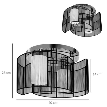HOMCOM Modern Design Mini Style Flush Mount Ceiling Light Mount with Flush Metal Finish Chandelier for Hallway, Dining Room, Living Room 
