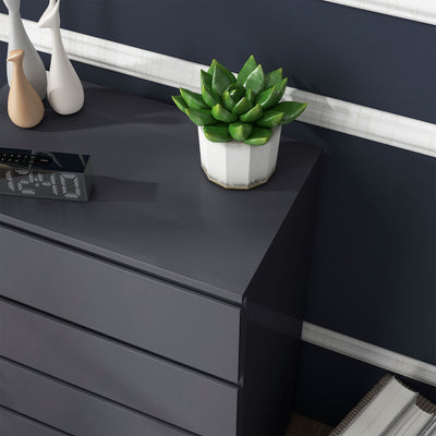HOMCOM 5-Drawer Modern Dresser, High Gloss Storage Drawer Unit for Bedroom, Grey 