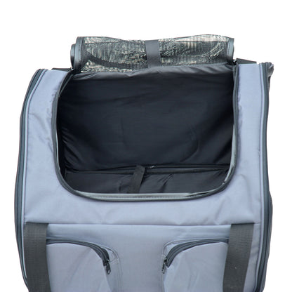 PawHut Pet Carrier Folding Bag Car Seat Cat Dog Puppy Kennel Portable Travel Cage Tote Case Mesh Holder House Grey 