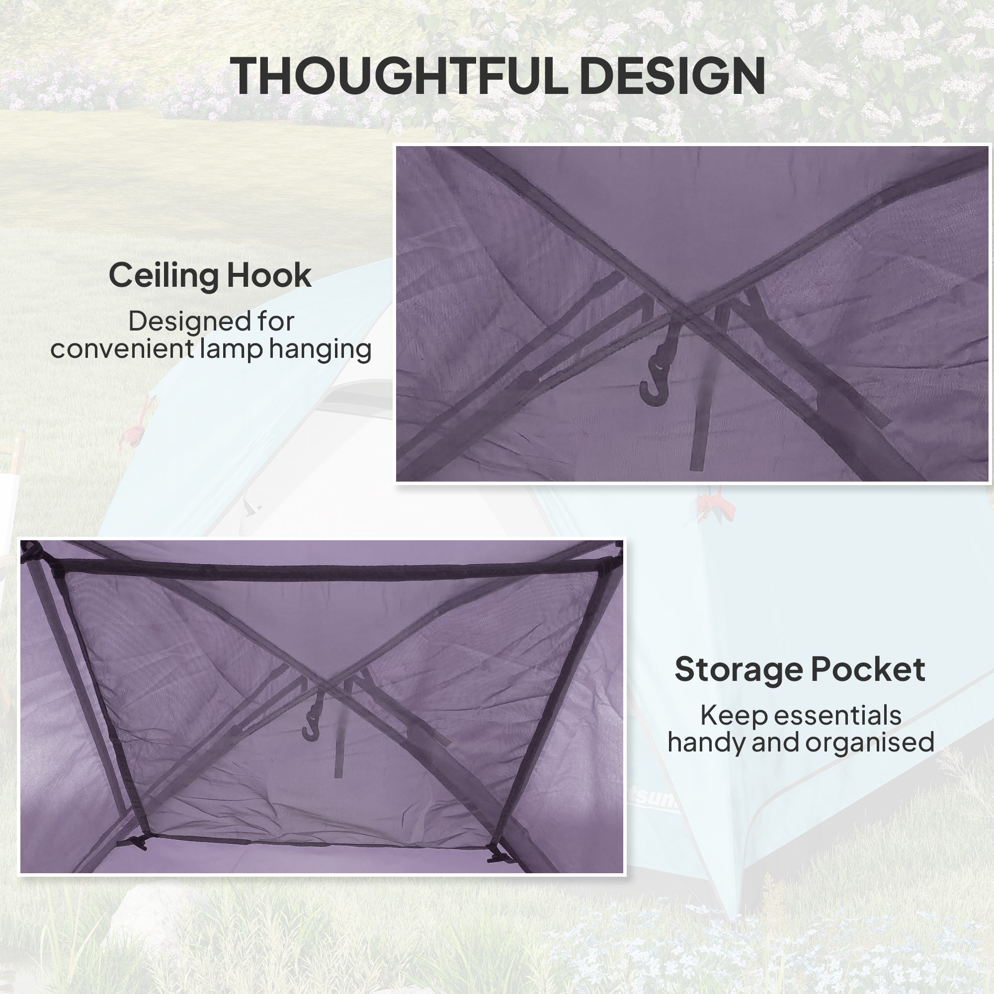 Outsunny 3-4 Person Camping Tent, Easy Set Up 3-4 Man Tent w/ Sewn-in Groundsheet, Waterproof Dome Tent w/ Mesh Windows 
