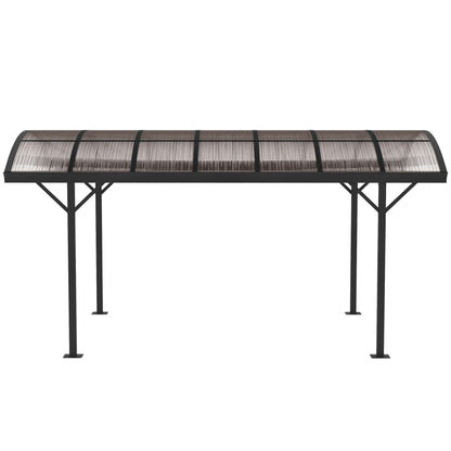 Outsunny 5 x 3(m) Hardtop Gazebo Aluminium Pavilion Carport Garden Shelter Pergola with Polycarbonate Roof, Brown