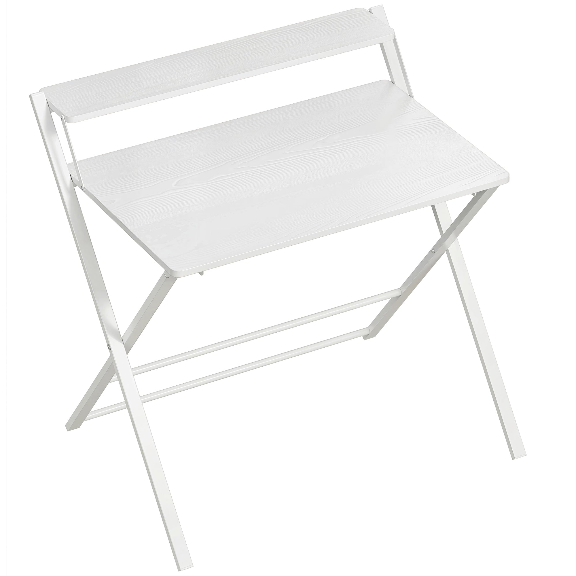 HOMCOM Compact Folding Desk for Small Spaces with Storage Shelf for Home Office, White 