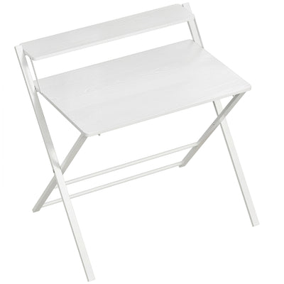 HOMCOM Compact Folding Desk for Small Spaces with Storage Shelf for Home Office, White 