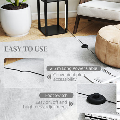 HOMCOM Floor Lamp with Shelves, 4 Layer Dimmable Column Modern Standing Lamp with 3 Brightness Levels and Foot Switch for Living Room, Bedroom, Office, Black 