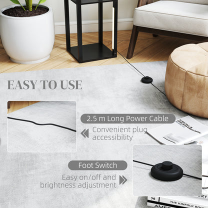 HOMCOM Floor Lamp with Shelves, 4 Layer Dimmable Column Modern Standing Lamp with 3 Brightness Levels and Foot Switch for Living Room, Bedroom, Office, Black