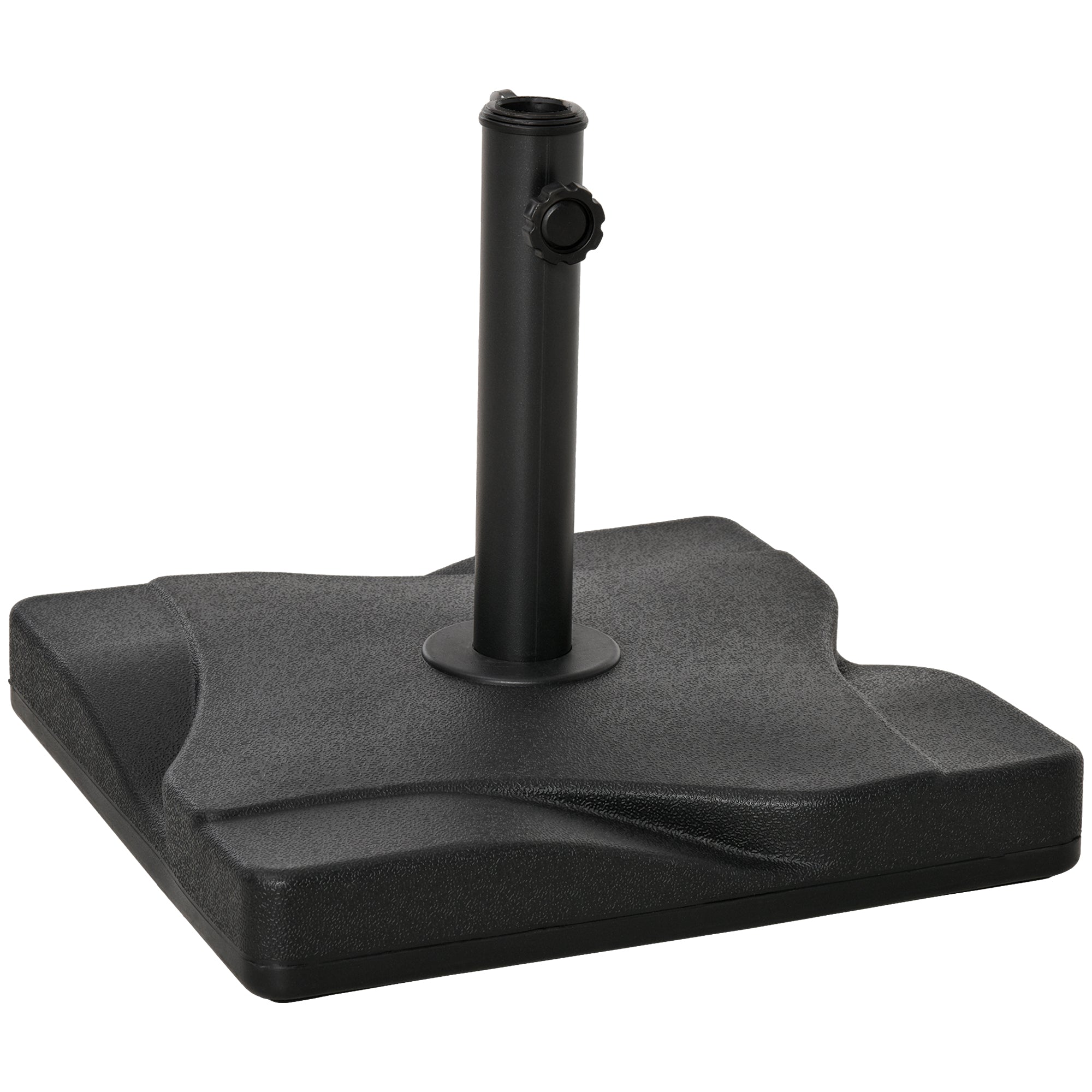 Outsunny 20kg Square Parasol Base Outdoor Garden Cement Umbrella Weight Stand Holder, Fits Φ32mm,Φ38mm,Φ48mm Pole - Black 