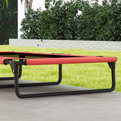 PawHut Portable Raised Dog Bed, Elevated Pet Cot with Breathable Mesh for Indoor Outdoor, for Large Dogs, Red 