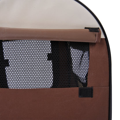 Pawhut Folding Fabric Soft Pet Crate, 46Lx36Wx41H cm - Brown 