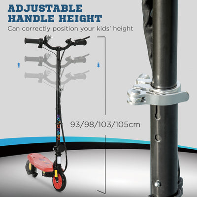 HOMCOM Foldable Electric Scooter, with LED Headlight, for Ages 7-14 Years - Red 