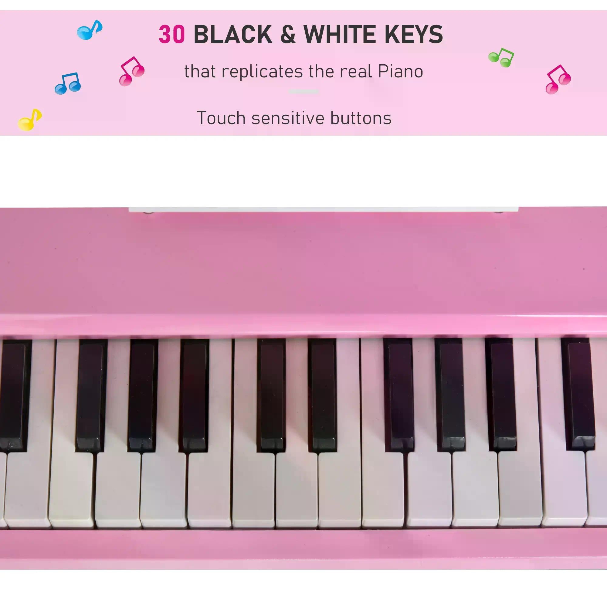 HOMCOM 30 Keys Mini Kids Piano for Child with Music Stand and Bench Best Gifts Toy