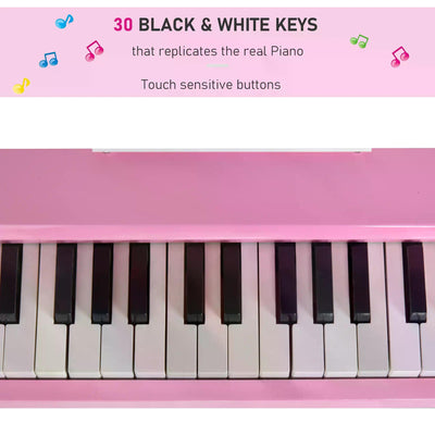 HOMCOM 30 Keys Mini Kids Piano for Child with Music Stand and Bench Best Gifts Toy 