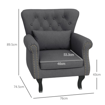 HOMCOM Chesterfield-Style Accent Chair - Grey 