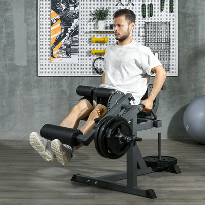 SPORTNOW Seated Leg Extension Machine, Adjustable Leg Raise Machine and Curl Machine with Plate Loaded for Hip, Thigh, Lower Body Workout 