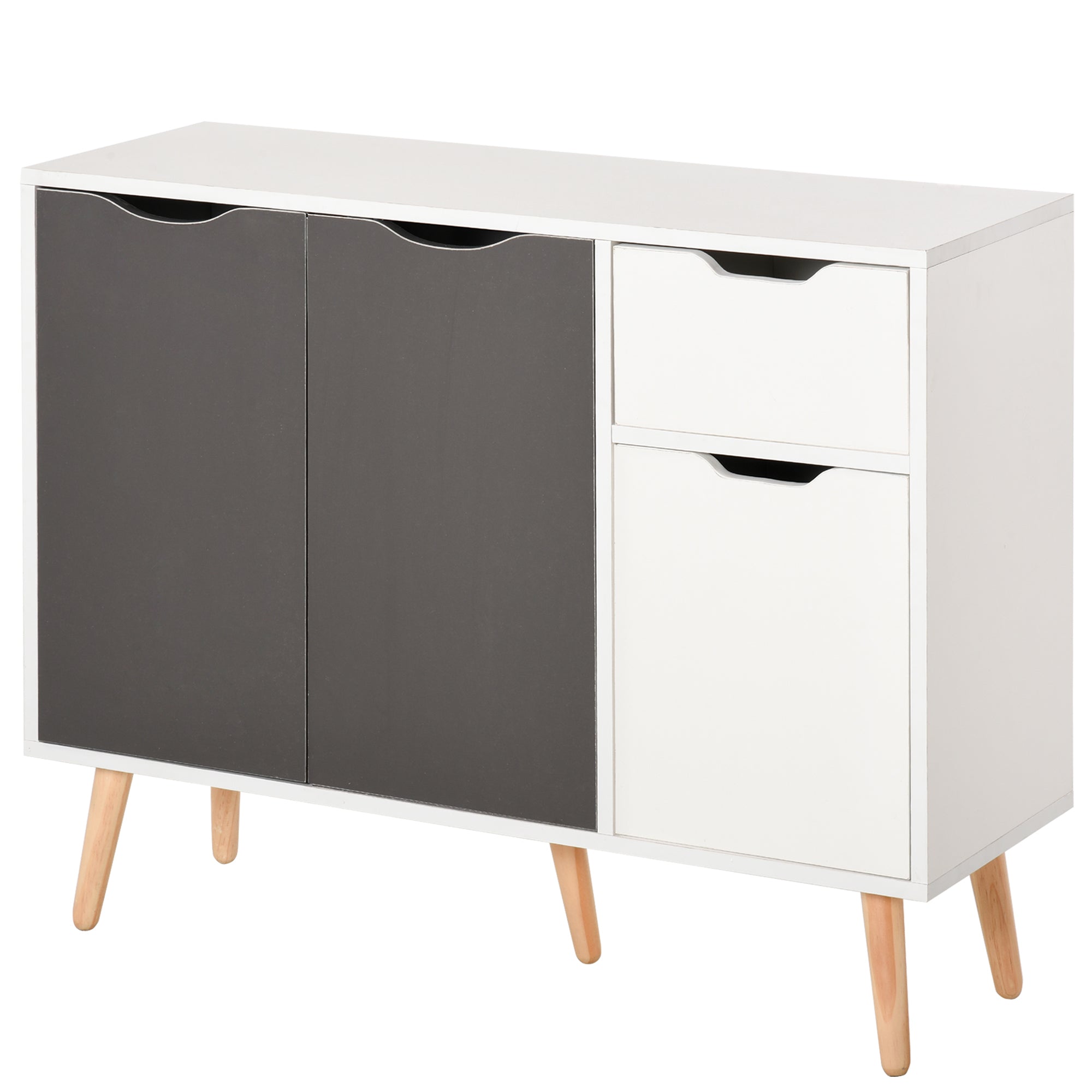 HOMCOM Sideboard Floor Standing Storage Cabinet with Drawer for Bedroom, Living Room, Home Office, Grey 