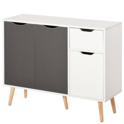 HOMCOM Sideboard Floor Standing Storage Cabinet with Drawer for Bedroom, Living Room, Home Office, Grey 
