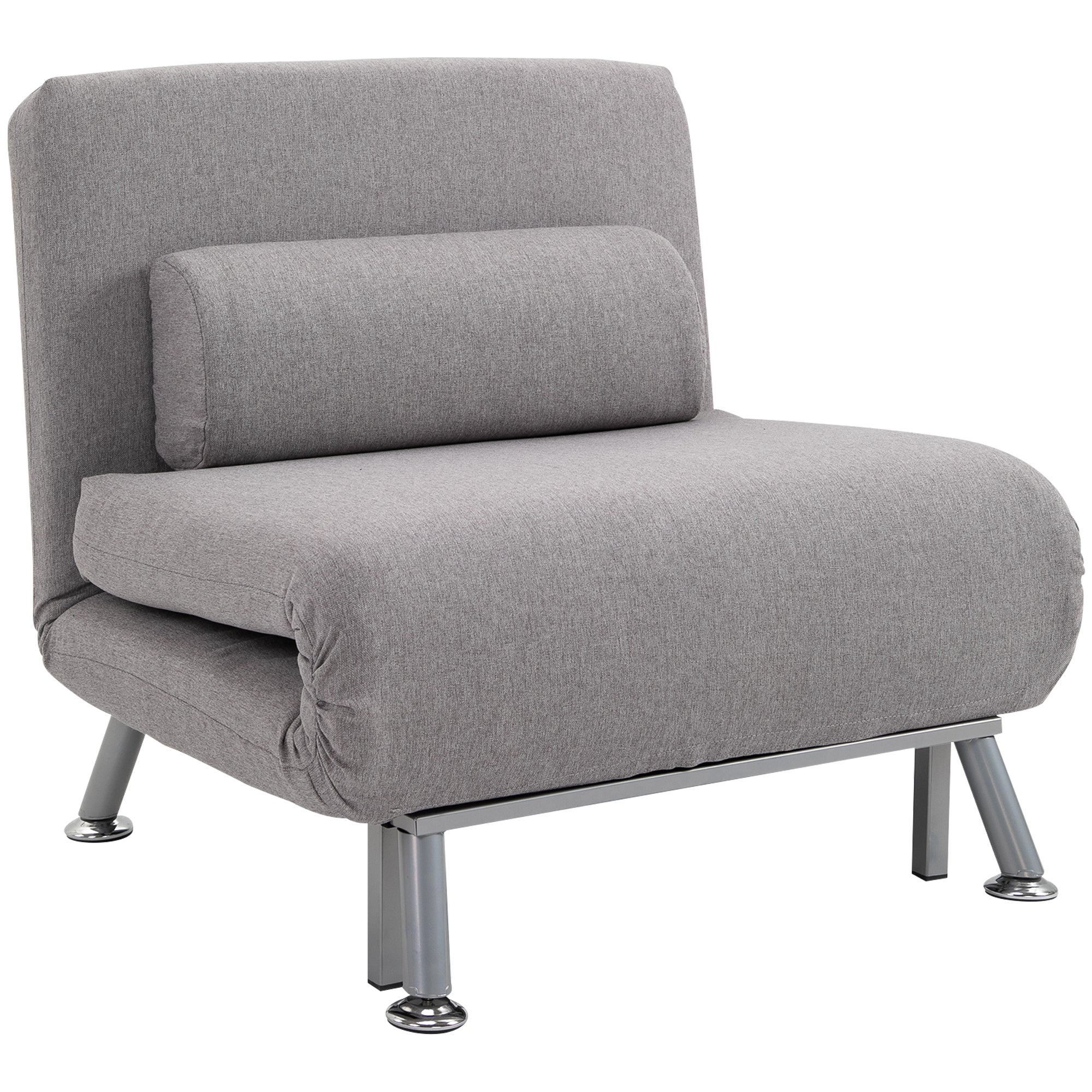 HOMCOM Adjustable Back Futon Sofa Chair - Grey 