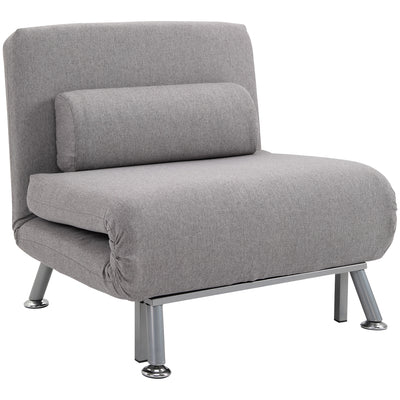 HOMCOM Adjustable Back Futon Sofa Chair - Grey 