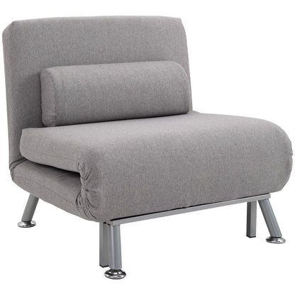 HOMCOM Adjustable Back Futon Sofa Chair - Grey 