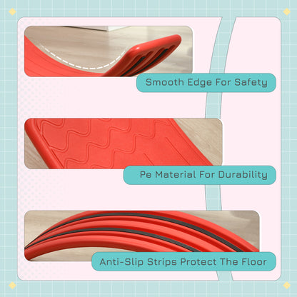 ZONEKIZ Balance Board Kids Wobble Board, Stepping Stone, Montessori Toy for Children, Nursery Toy, for Ages 3-6 Years, 82 x 27.5 x 19.5cm - Red 