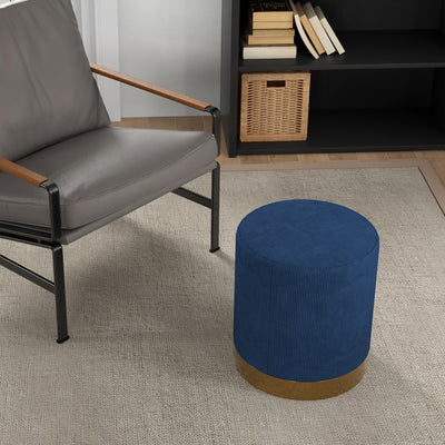 HOMCOM Soft Padded Corduroy Footstool - Dark Blue 