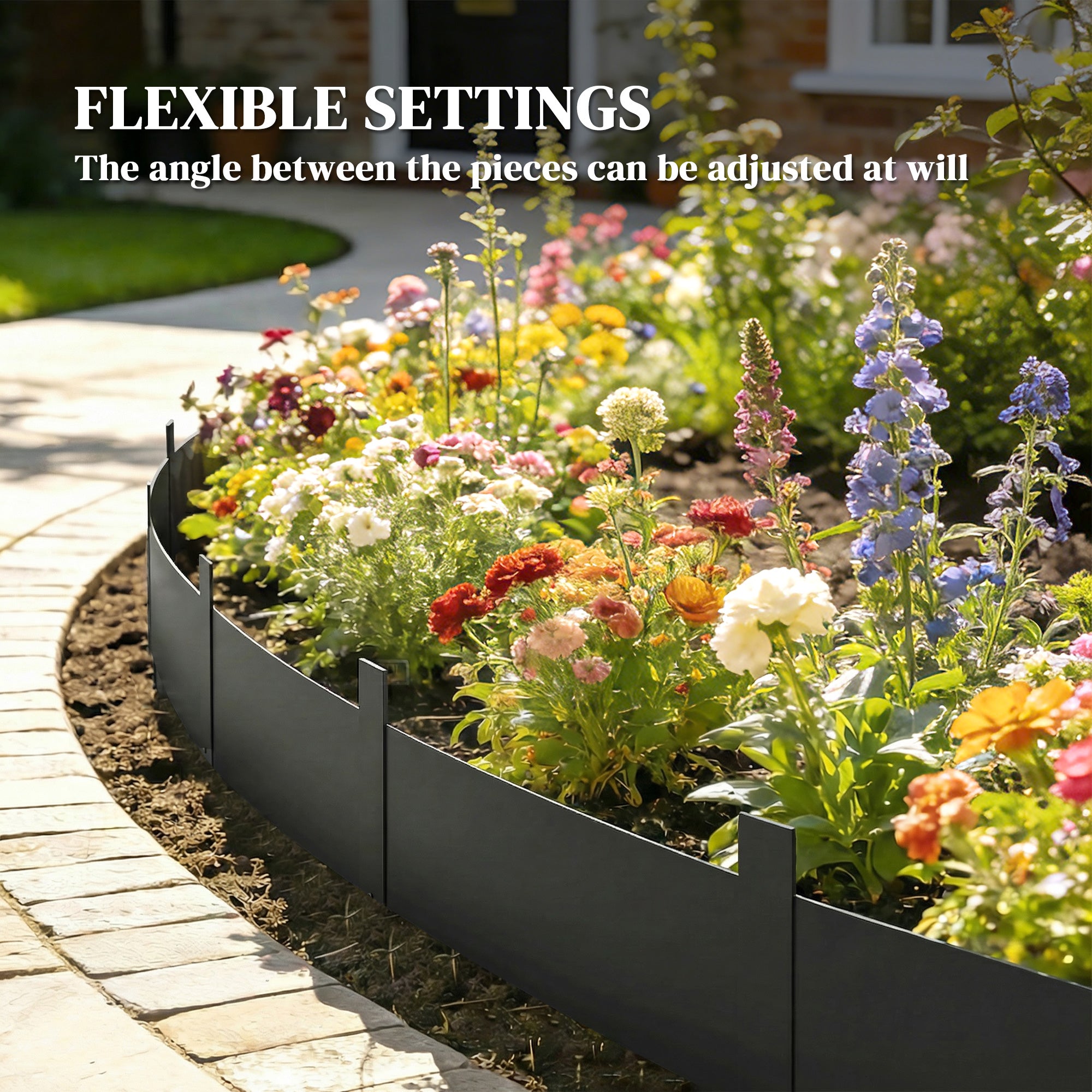 Outsunny 5pcs Garden Fence, Metal Picket Fence Panels, 115x20cm, Black 