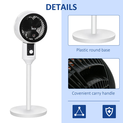 HOMCOM 9'' Air Circulator Fan 3 Speed, 70° Oscillation 90° Vertical Tilt, Carry Handle, Pedestal Fan, Pedestal Fan for Living Room, Bedroom, Office, White and Black 