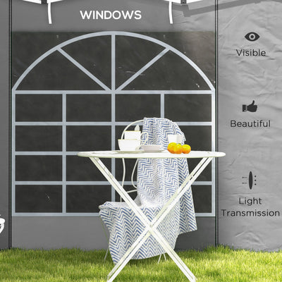 Outsunny Gazebo Side Panels, 2 Pack Sides Replacement, for 3x3(m) or 3x6m Pop Up Gazebo, with Windows and Doors, Light Grey 