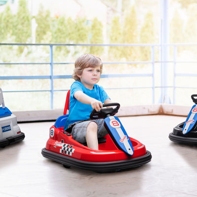 HOMCOM 6V Electric Kids Bumper Car, 6V Spin Waltz Car, with Music, Horn, Lights - Red 