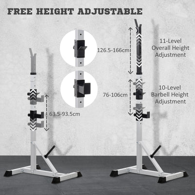 HOMCOM Weights Bar Barbell Rack Squat Stand Adjustable Portable Weight Lifting Max Load 200kg, Suitable For Home Gym Training Work Out 