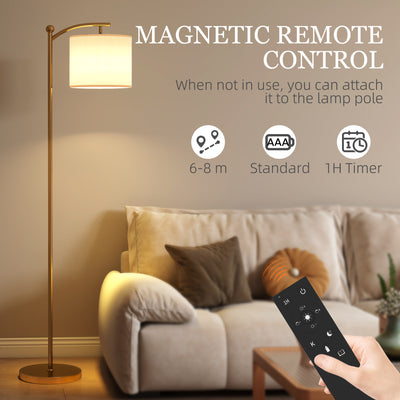 HOMCOM LED Floor Lamp with Remote Control - Gold Tone 