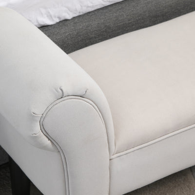 HOMCOM Small-sized Bed End Side Chaise Lounge Sofa Window Seat Arm Bench Wooden Leg Fabric Cover (Grey) 