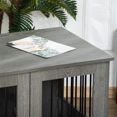 PawHut Dog Crate Table for Medium and Large Dogs with Magnetic Door for Indoor Use, 85 x 55 x 75 cm, Grey 