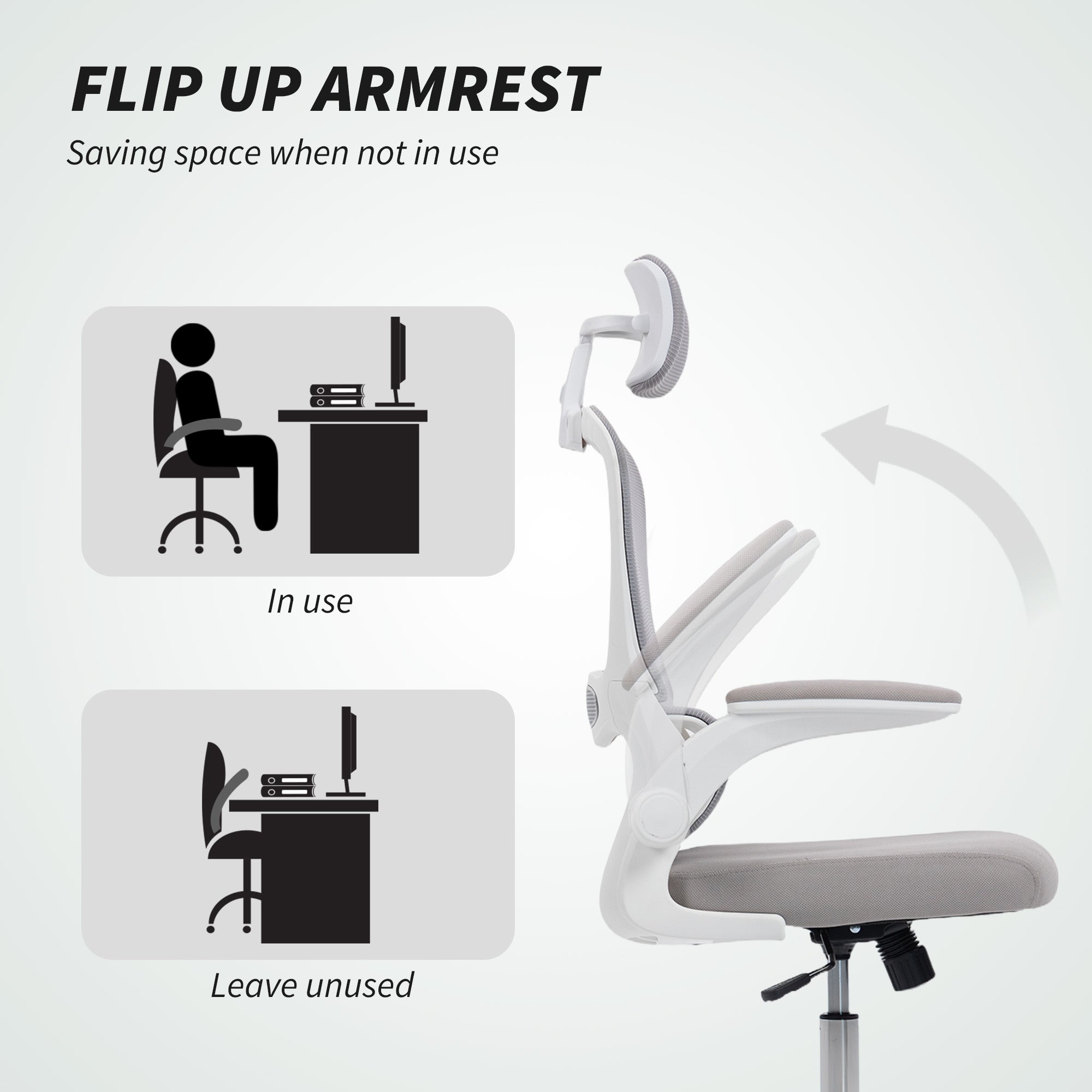 HOMCOM Mesh Back Office Chair, with Lumbar Support - Grey 