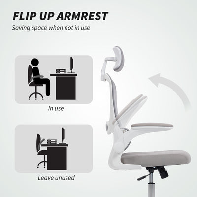 HOMCOM Mesh Back Office Chair, with Lumbar Support - Grey 