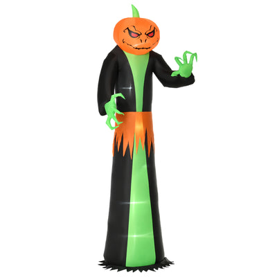 HOMCOM 9FT Inflatable Halloween Pumpkin Ghost with Build in LED,  Outdoor Lighted Blow Up Inflatables for Party Indoor, Garden, Lawn 