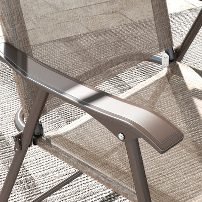 Outsunny Set of Two Folding Garden Chairs, with Fabric Mesh Seats - Mixed Brown 