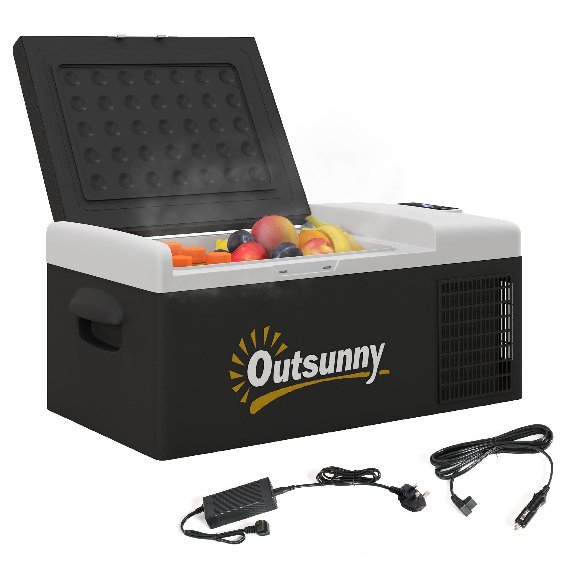 Outsunny 16L Portable Car Fridge, -20\'e2\'84\'83 to 10\'e2\'84\'83 Adjustable Temperature - Black/Grey