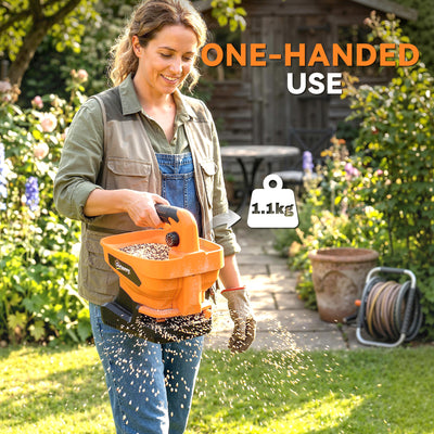 Outsunny Cordless Spreader, 3.3L Handheld Seed Spreader with Adjustable Scatter Width, Adjustable Flow, USB Charging Cable 