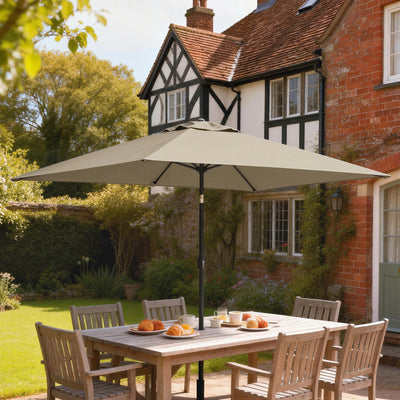 Outsunny Garden Parasol, Parasol Umbrella with Crank Handle, Tilt Function, Polyester Canopy, Khaki 