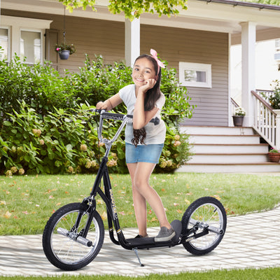 HOMCOM Stunt Scooter, Kids Scooter with Big Wheels, Adjustable Height, Dual Brakes, for Ages 5 Years+, Black 