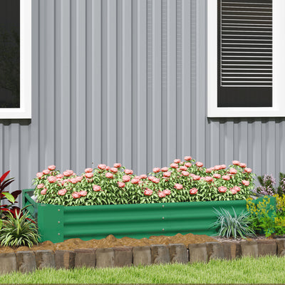 Outsunny 180 x 90cm Galvanised Steel Open Planter - Green 