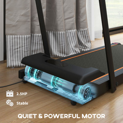 SPORTNOW 2.5HP Walking Pad, 1-6km/h Folding Treadmill with Remote Control and LED Display for Home Gym Office, Orange 