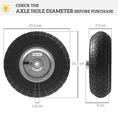 Outsunny Set of 4 Pneumatic Wheels, 10" Wheelbarrow Wheels Replacement for Barn Carts, Hose Carts, Garden Carts, Sack Trucks, Black 