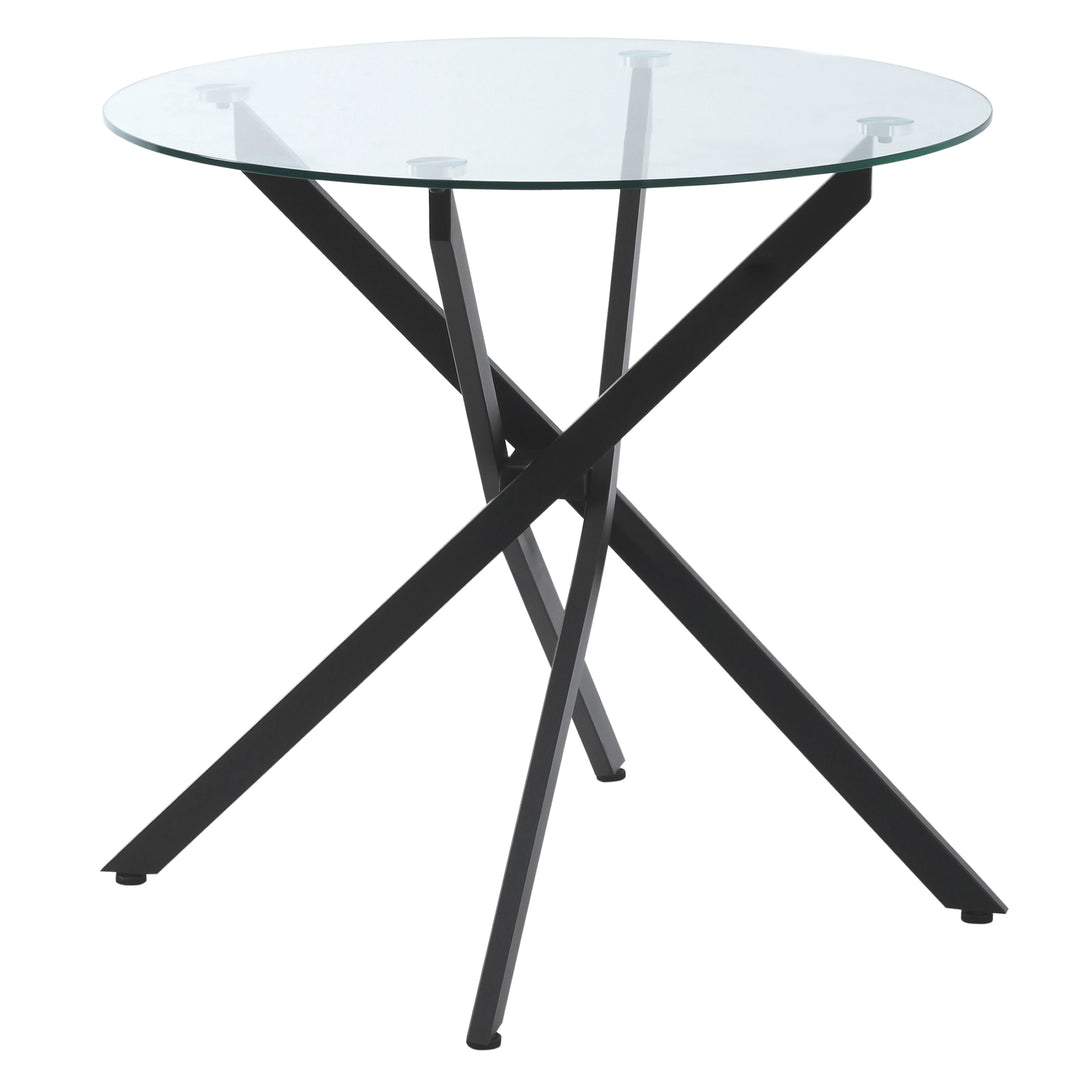 HOMCOM Dining Table with Clear Tempered Glass Top, Round Table with Metal Legs, Modern Kitchen Table for Dining Room Living Room, Black 