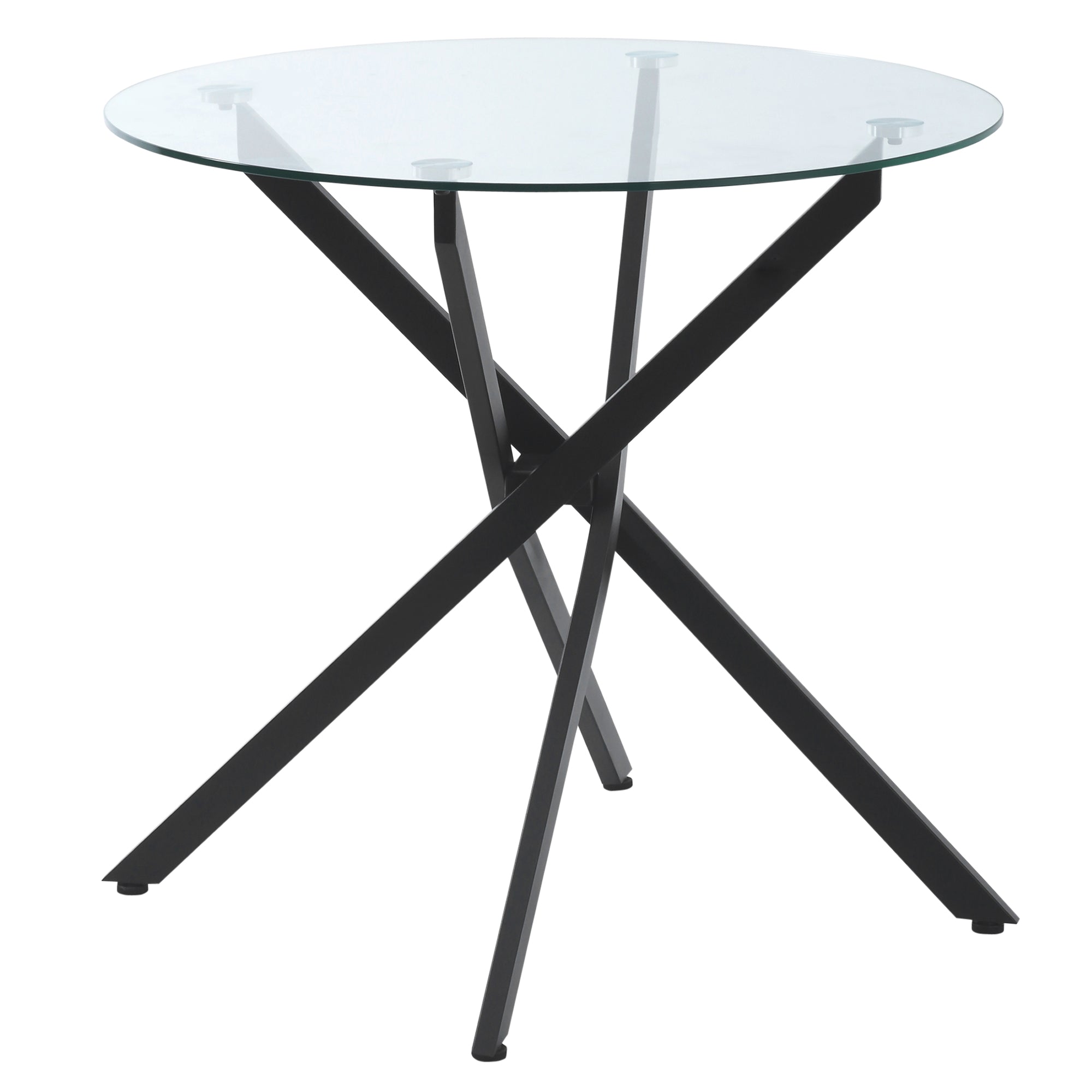 HOMCOM Dining Table with Clear Tempered Glass Top, Round Table with Metal Legs, Modern Kitchen Table for Dining Room Living Room, Black 