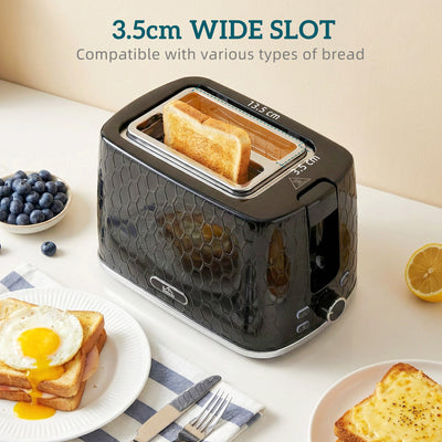 HOMCOM Kettle and Toaster Set, 1.7L 3000W Rapid Kettle with Limescale Filter, 2 Slice Toaster with 7 Browning Controls, Black 