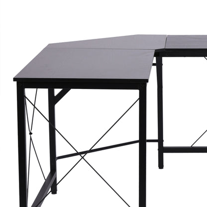 HOMCOM L-Shaped Corner Desk, Computer Desk for Home Office, Space-Saving Study Workstation, Easy to Assemble, 150 x 150 x 76cm, Black 